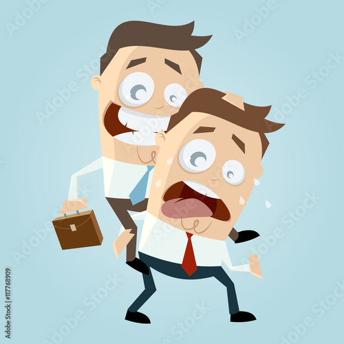 businessman is giving a piggyback ride