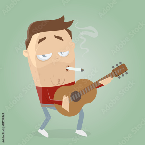 cool guitarist smoking a cigarette