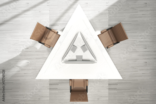 Triangular office table top photo