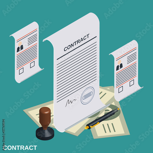 Contract, candidate choice, recruitment flat isometric vector concept