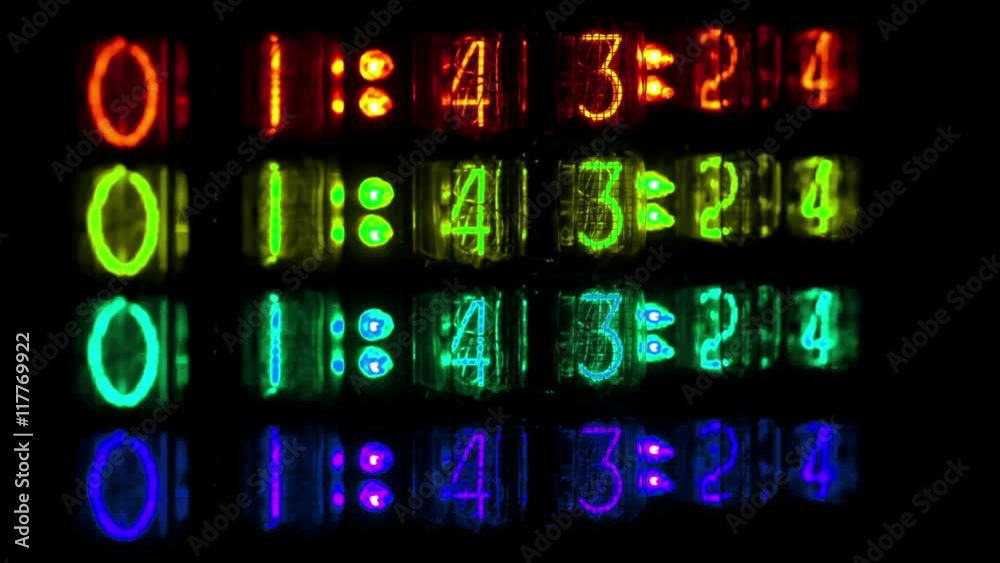 Bright numbers of old nixie tube clock Bright numbers of old nixie tube clock