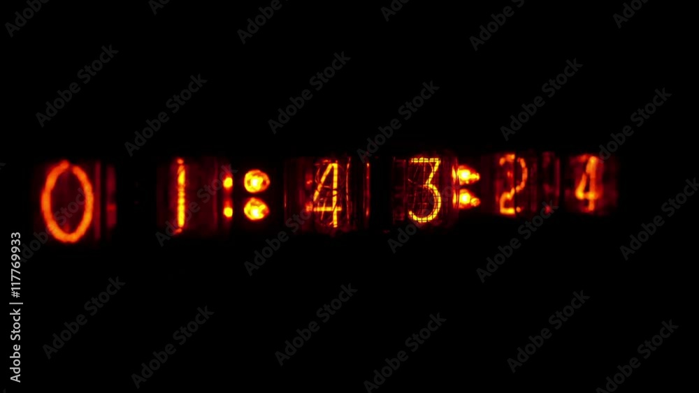 Bright numbers of old nixie tube clock Bright numbers of old nixie tube clock