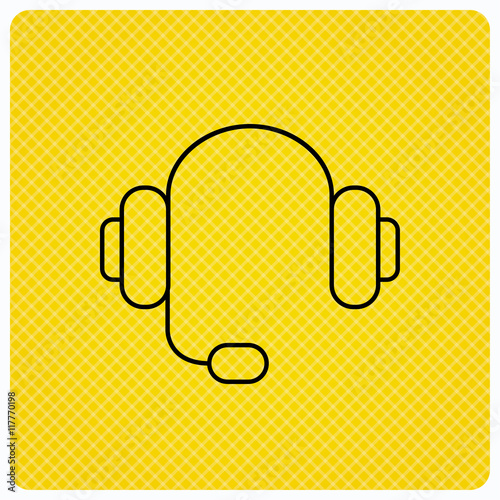 Headphones icon. Musical notes signs.