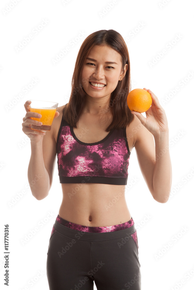 Beautiful Asian healthy girl with orange juice and orange fruit. Beautiful Asian healthy girl with orange juice and orange fruit.