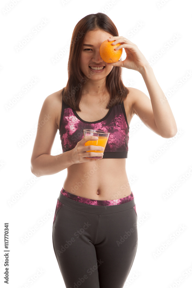 Beautiful Asian healthy girl with orange juice and orange fruit. Beautiful Asian healthy girl with orange juice and orange fruit.