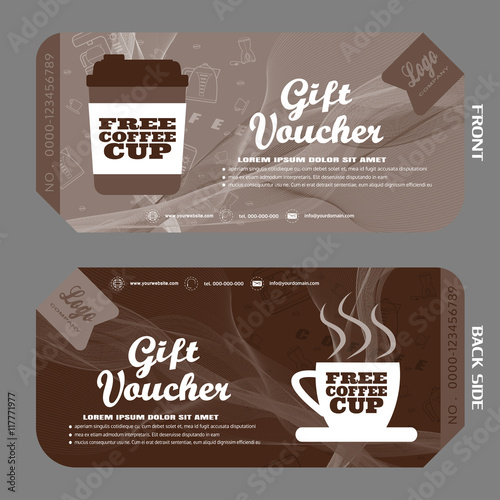 Blank of gift voucher vector illustration to increase the sales of coffee with background.