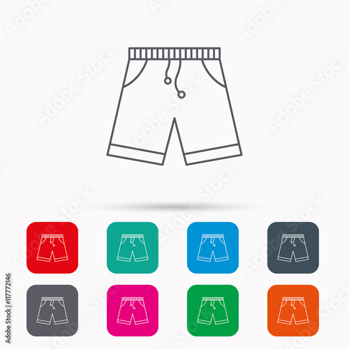 Shorts icon. Casual clothes shopping sign.