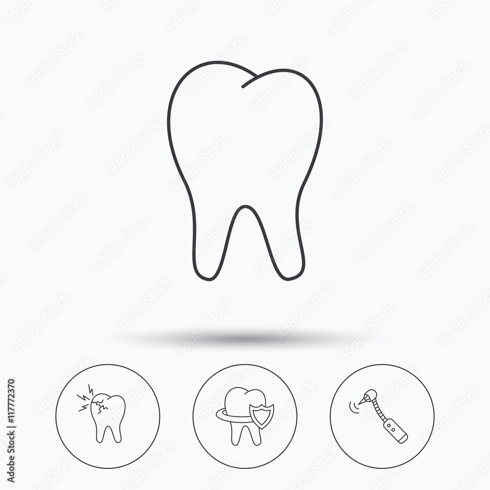 Tooth, toothache and drilling tool icons. Tooth, toothache and drilling tool icons.