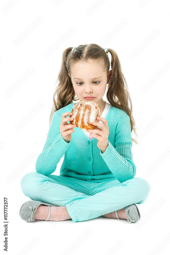 girl eating sweet rolls, facial expression, emotion girl eating sweet rolls, facial expression, emotion