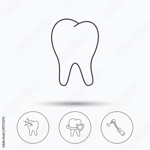 Tooth, toothache and drilling tool icons.