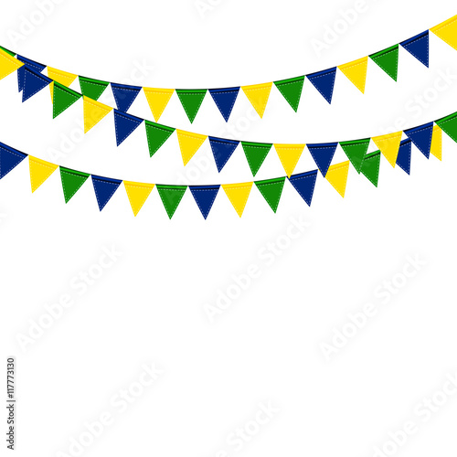 Festive boxes of color flag of Brazil on White Background. Vecto