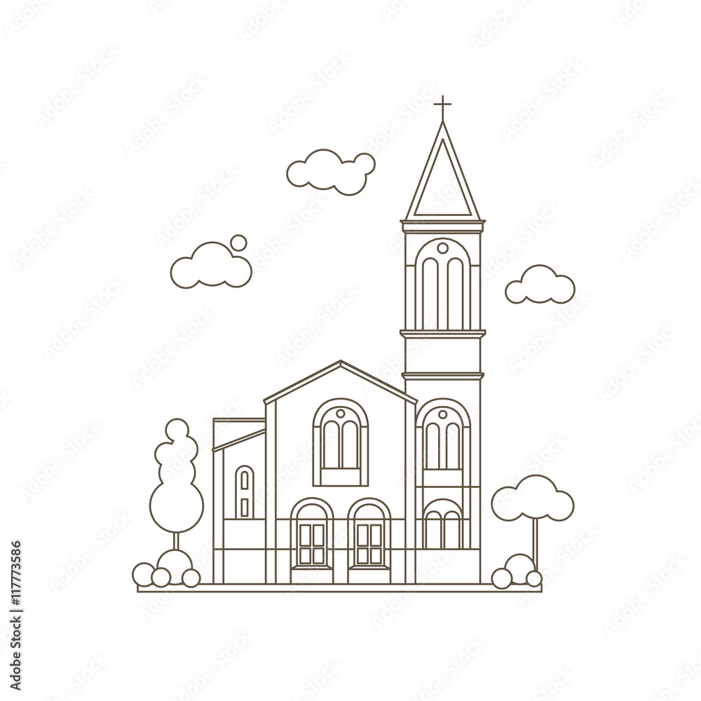 Flat Church Illustration