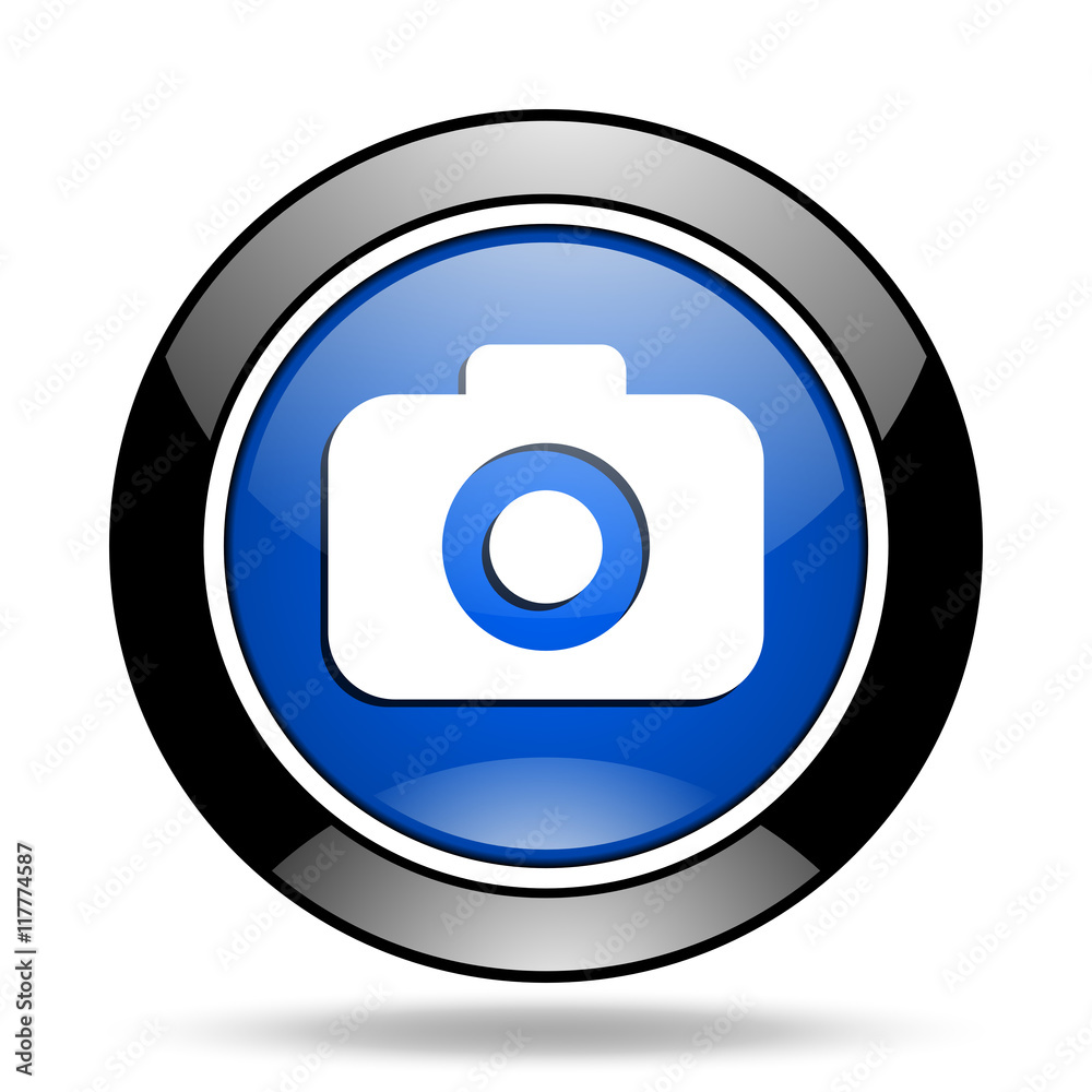 photo camera blue glossy icon photo camera blue glossy icon
