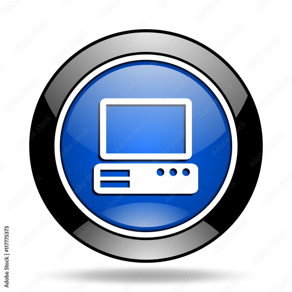 computer blue glossy icon computer blue glossy icon