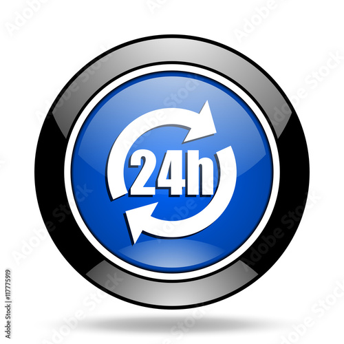 24h blue glossy icon