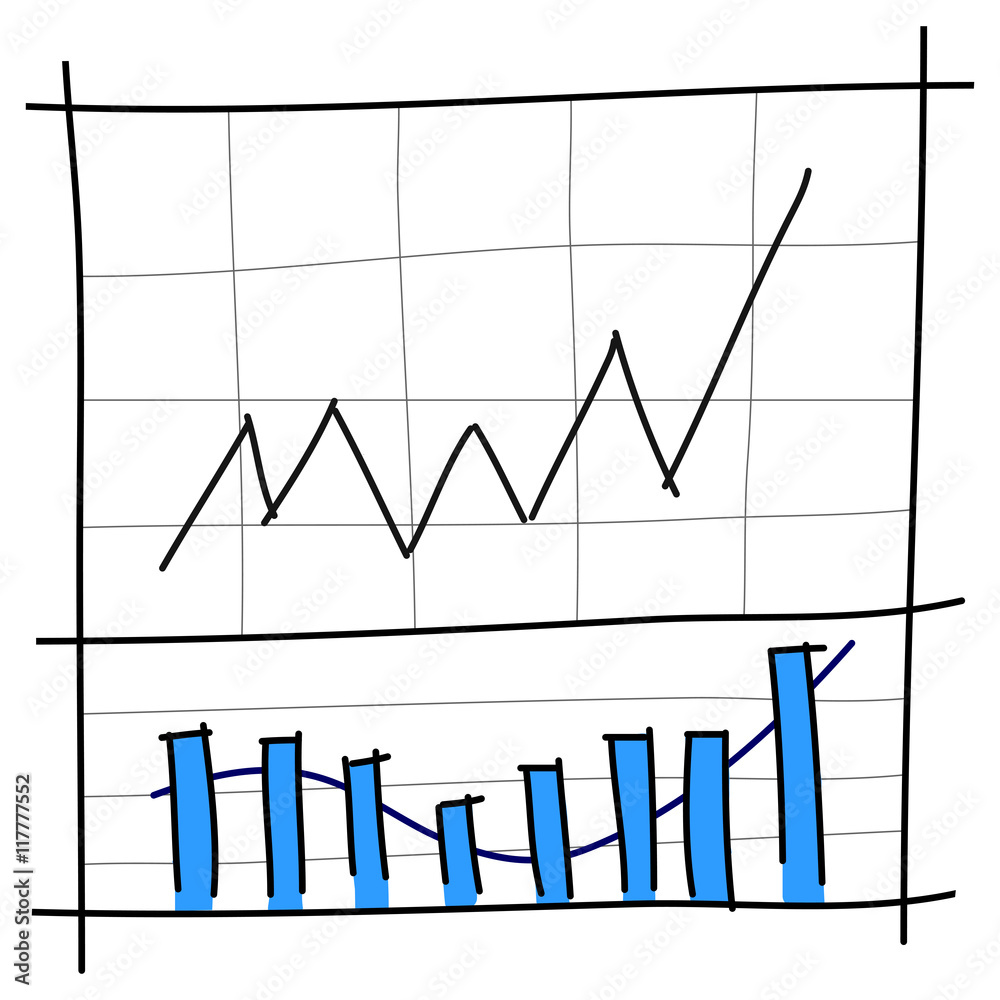 line sketch of stock trading chart with indicator, invesment sto Stock ...