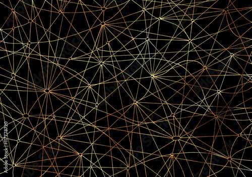 Abstract black background with golden shining lines