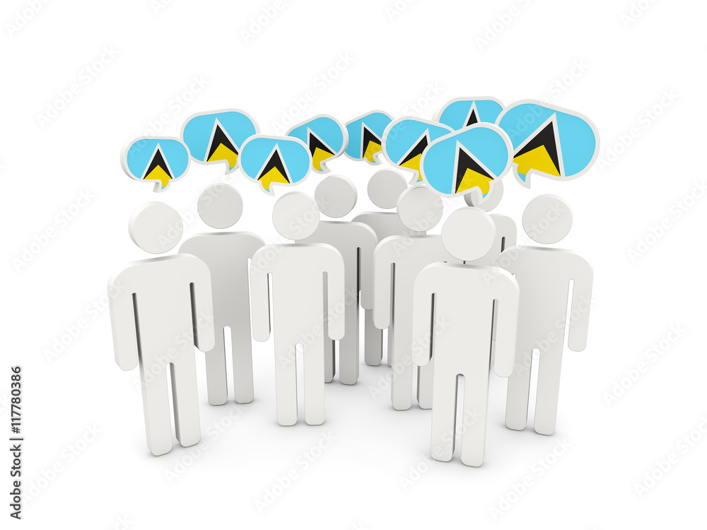People with flag of saint lucia