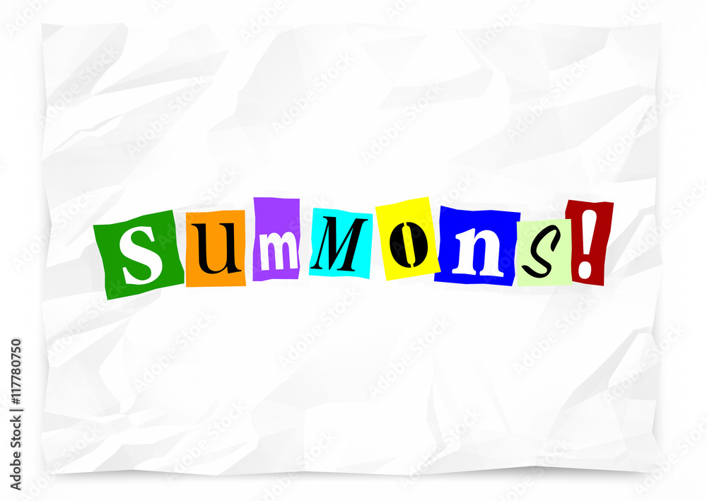 Summons Notice Appear Court Legal Ransom Note 3d Illustration Stock ...