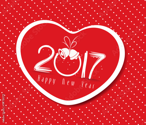 happy new year 2017 with heart greeting