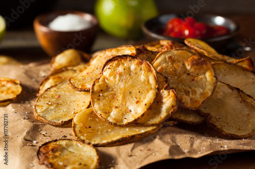 Homemade Spicy LIme and Pepper Baked Potato Chips