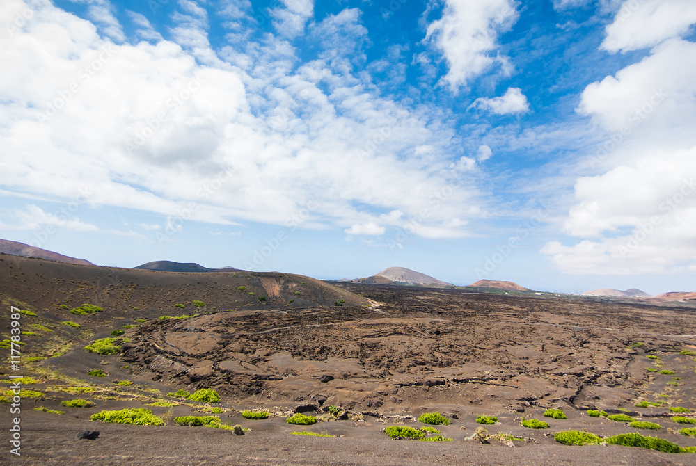 Volcanic Lanzarote landscape.  Lanzarote. Canary Islands. Spain