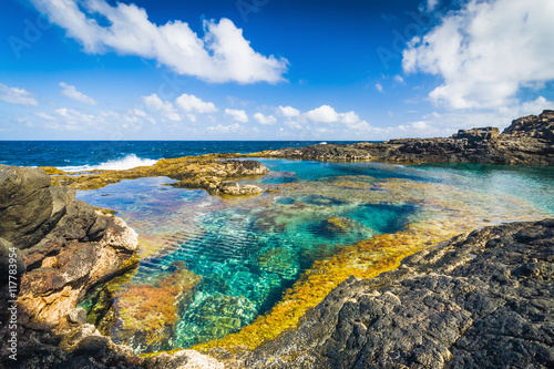 Incredible natural pool at the coastside of lanzarote in nature. Lanzarote. Canary Islands. Spain photo