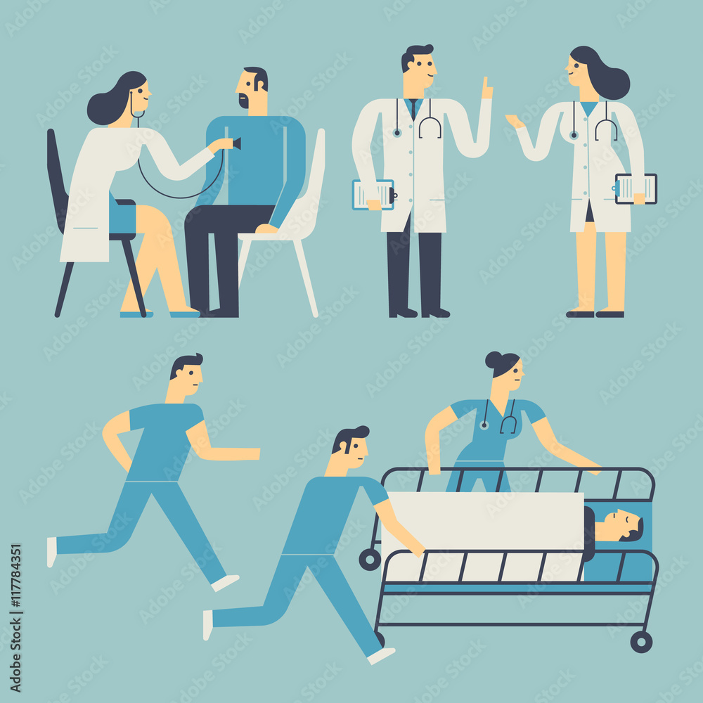 Medical, Healthy Flat style illustration