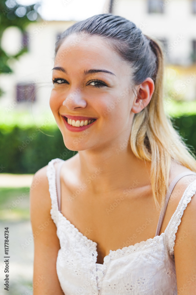 Smiling Teenage Girl Portrait Outdoors