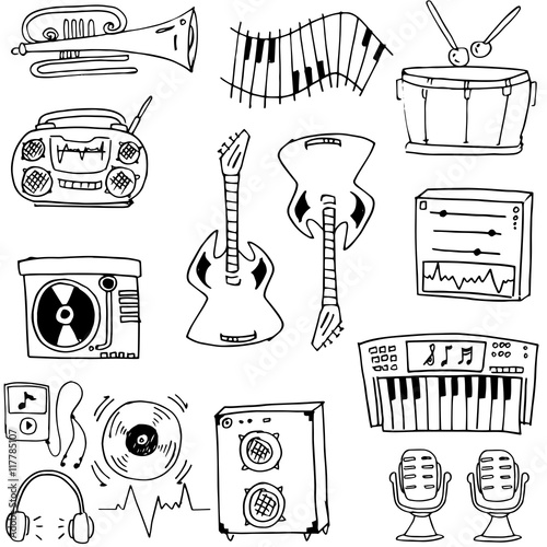 Doodle of tool music set