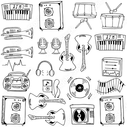Stock collection vector music doodles