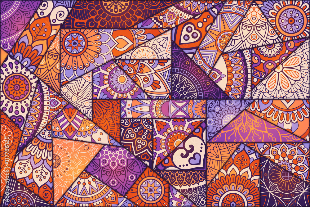 Fototapeta premium Ethnic floral seamless pattern