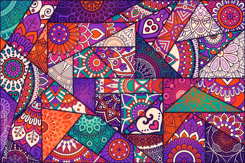 Ethnic floral seamless pattern