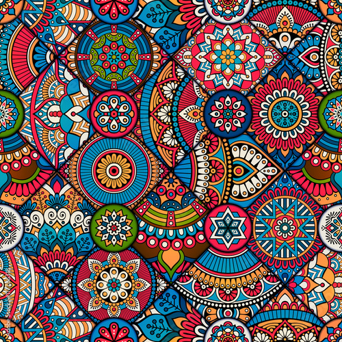 Ethnic floral seamless pattern