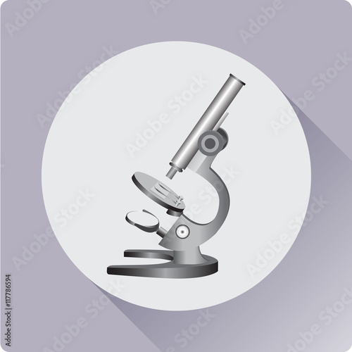 Microscope school. Microscope school. For laboratory and practical works. Coaching, training and research. Vintage. Flat icon.