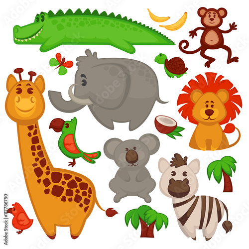 Vector Set Of Different cute African Animals.