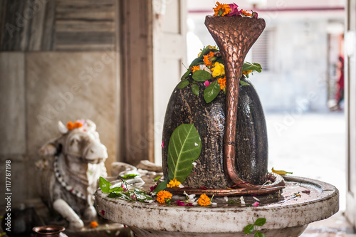 A Shiva Lingam in a shrine in Rishikesh.