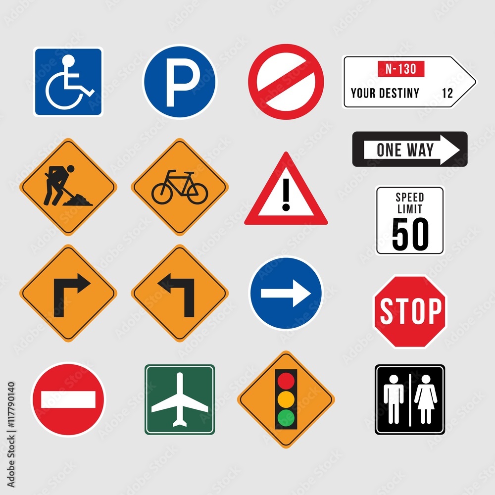 Collection of traffic signs Collection of traffic signs