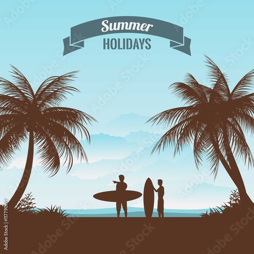 Summer holidays silhouettes