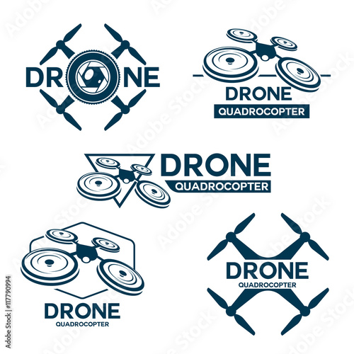 drone quadrocopter set logo template