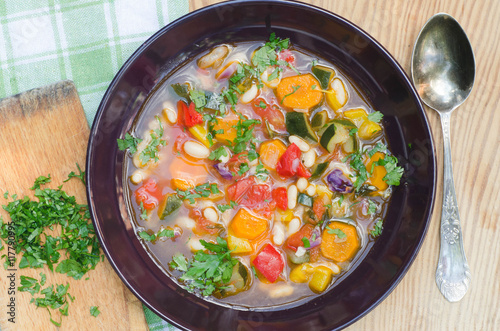 multicolored vegetable soup