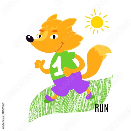 Fox running vector illustration. 