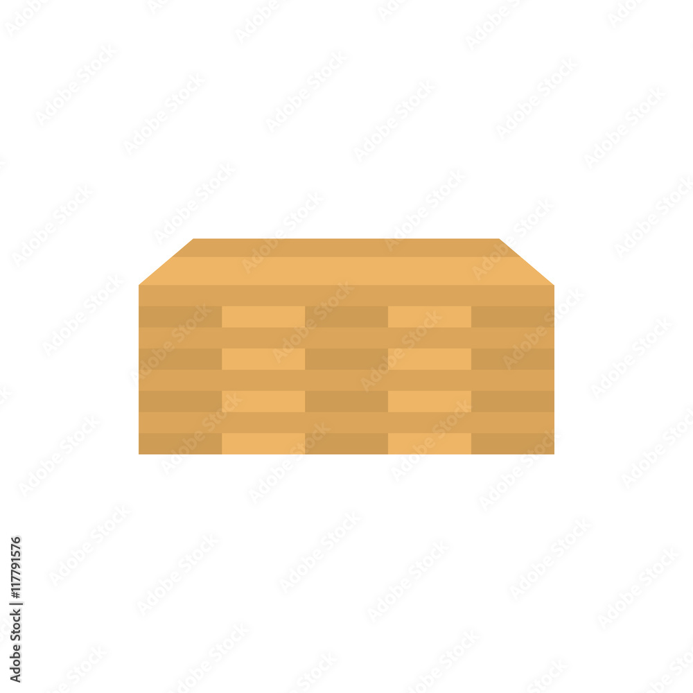 Wooden boards icon in flat style isolated on white background. Timber symbol Wooden boards icon in flat style isolated on white background. Timber symbol