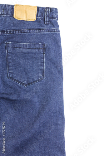 blue jeans with leather label