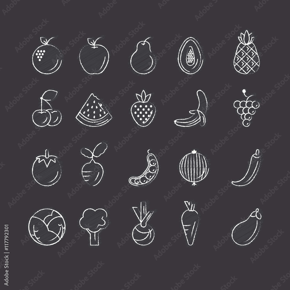 Hand drawn vegetable icons