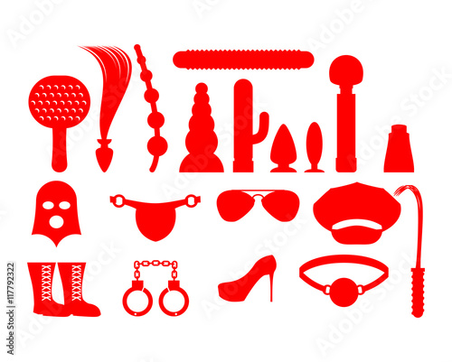 Sex icons for BDSM. Sextoys for xxx. Knut and gag. Leather whip