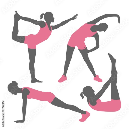 Fitness poses silhouettes