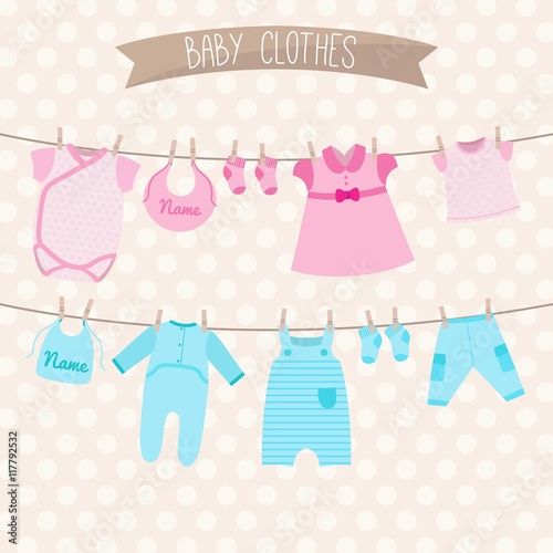 Baby clothes hanging on a rope