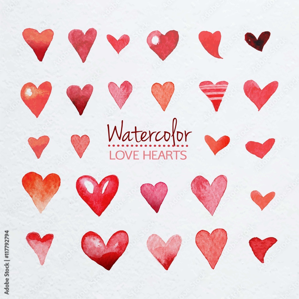 Cute watercolor hearts