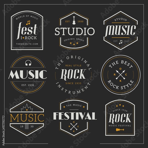 Collection of retro music badges